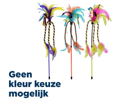 Afbeelding laden in galerijviewer, Happy pet tabby patch kattenhengel met lint en veren assorti