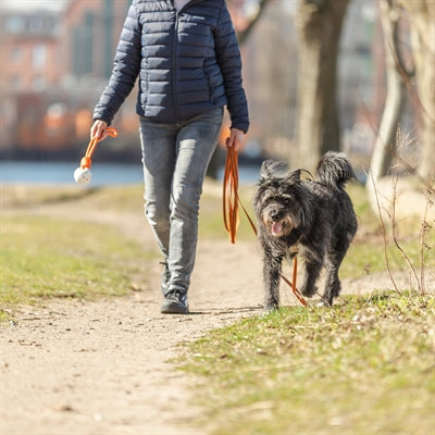 Afbeelding laden in galerijviewer, Trixie sleeplijn met rubber bekleed zonder handlus oranje