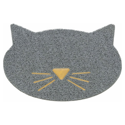 Afbeelding laden in galerijviewer, Trixie kattenbakmat kattenkop pvc lichtgrijs