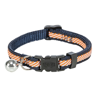 Afbeelding laden in galerijviewer, Trixie kattenhalsband gestreept blauw oranje