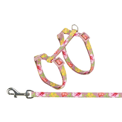 Afbeelding laden in galerijviewer, Trixie kattentuigje met riem bloemen motief assorti