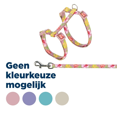 Afbeelding laden in galerijviewer, Trixie kattentuigje met riem bloemen motief assorti