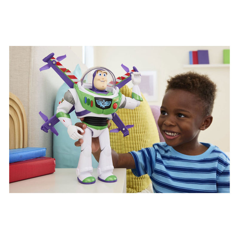 Afbeelding laden in galerijviewer, Mattel disney en pixar toy story vliegstand hi-tech editie - buzz lightyear op een schaal van 30 cm en 35+ geluiden - nederlands