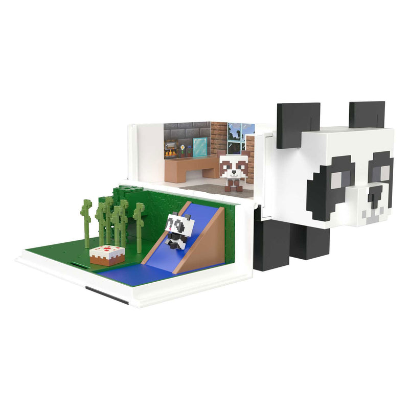 Afbeelding laden in galerijviewer, Mattel minecraft mob hoofd mini panda speelhuis speelset