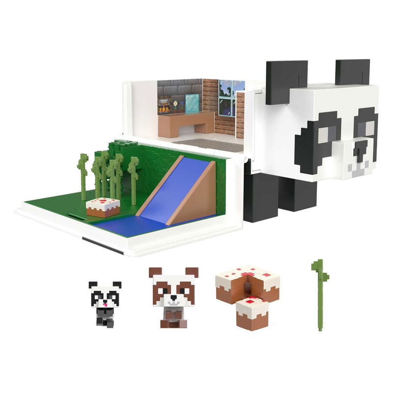 Afbeelding laden in galerijviewer, Mattel minecraft mob hoofd mini panda speelhuis speelset