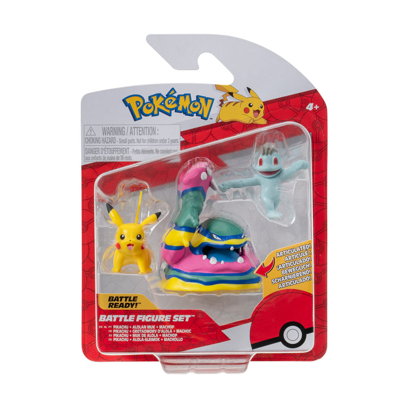 Afbeelding laden in galerijviewer, Boti pokémon batte figuur set - machop, pikachu, alolan muk, 3st.