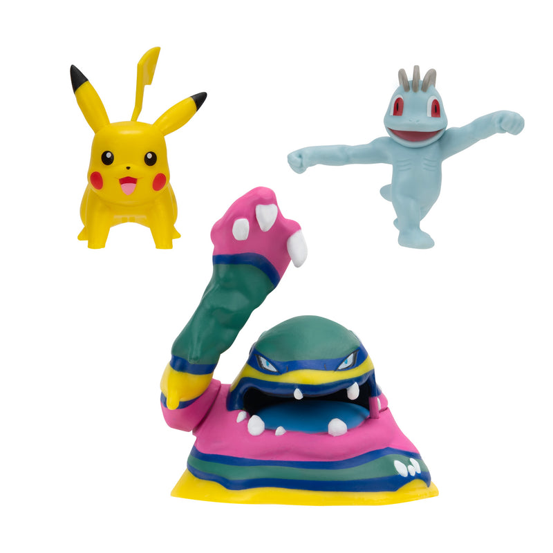 Afbeelding laden in galerijviewer, Boti pokémon batte figuur set - machop, pikachu, alolan muk, 3st.