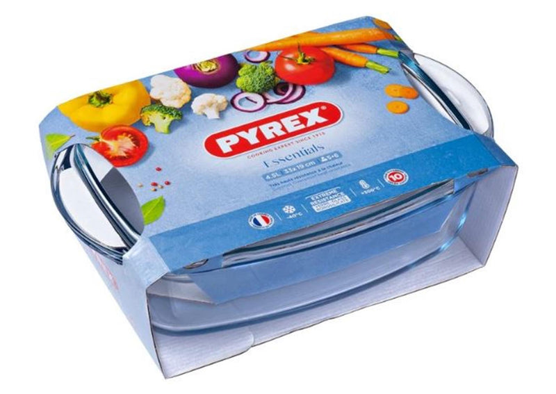 Afbeelding laden in galerijviewer, Pyrex rechthoekige ovenschaal met deksel 4,3+2,2l 32 x 21 x 9 cm