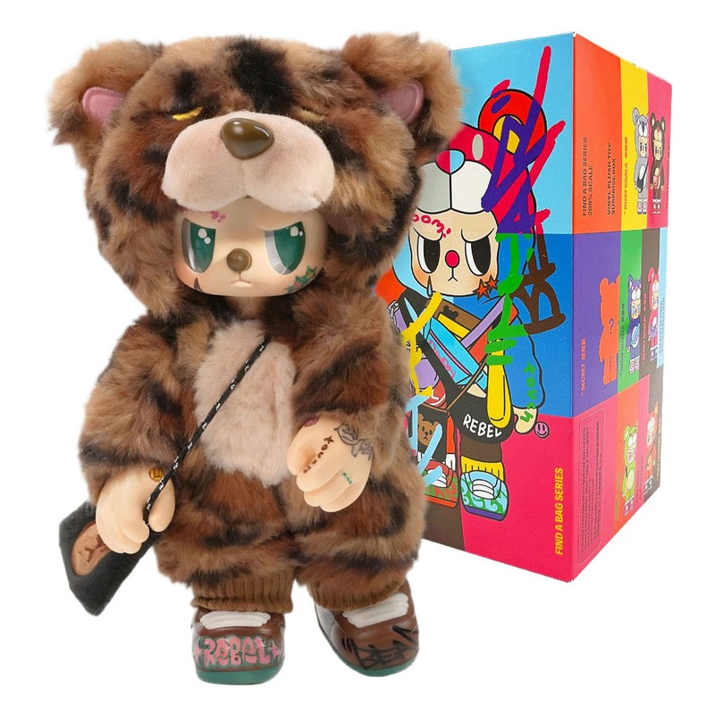 Afbeelding laden in galerijviewer, Kimmon rebel bear blind box pluche - 'find a bag' serie - verzamelfiguren
