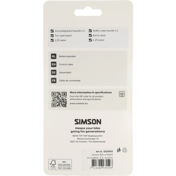 Afbeelding laden in galerijviewer, Simson versnellingskabel gazelle sturmey archer - gegalvaniseerd