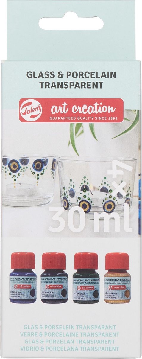 Afbeelding laden in galerijviewer, Talens art creation glas porselein transparant set 4 x 30 ml blauw