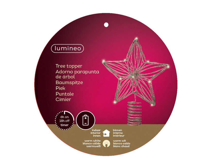 Afbeelding laden in galerijviewer, Lumineo piek ster met 12 led lampen werkt op batterij met timer.