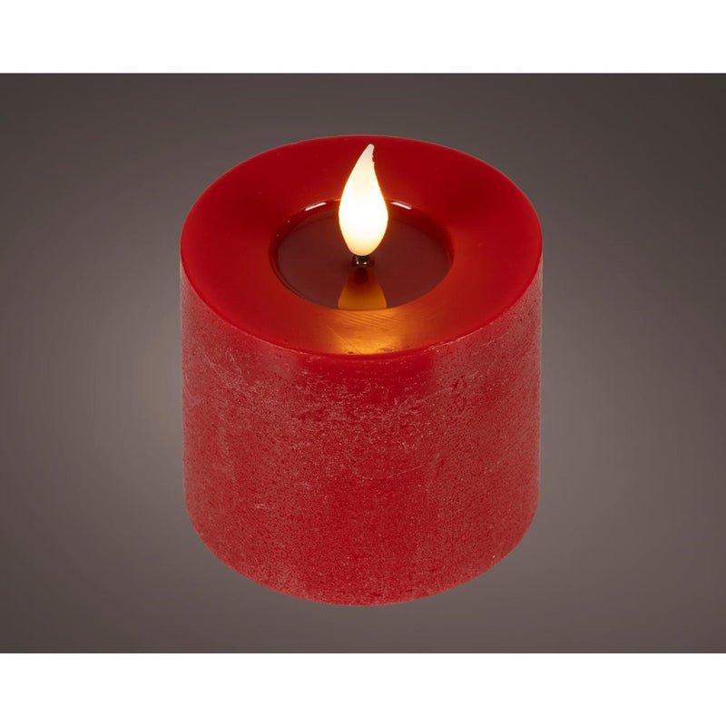 Afbeelding laden in galerijviewer, Lumineo realistische led kaars met wax pit en vlam effect ø7.5x9,5cm rood met 6uur timer werkt op batterij