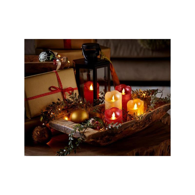 Afbeelding laden in galerijviewer, Lumineo led kaars wax -met vlam die heen en weer beweegt- 10 cm.op batterij met 6 uurs timer. kleur: off white, glanzend, warm wit l