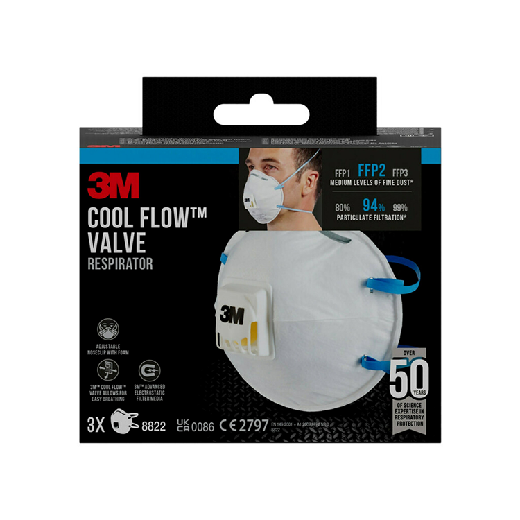 Afbeelding laden in galerijviewer, 3m 8822c3 stofmasker met ventiel - ffp2 (3st)