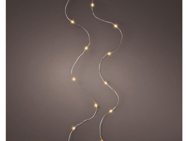 Afbeelding laden in galerijviewer, Lumineo micro led streng lichtsnoer zilver klassiek warm 195cm-40l op batterij