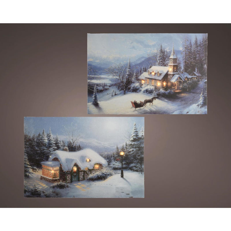 Afbeelding laden in galerijviewer, Lumineo kerst canvas led batterijverlichting 1,5x38x28cm warm wit 2 assorti