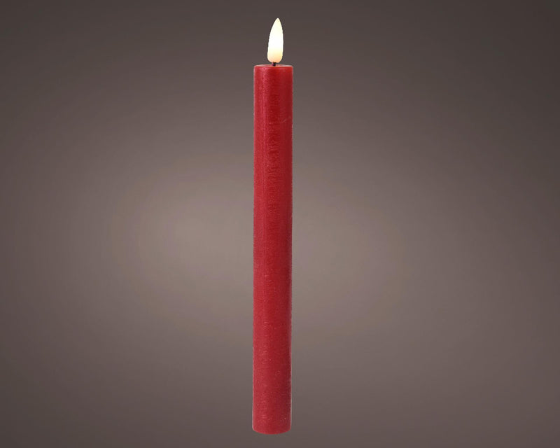 Afbeelding laden in galerijviewer, Lumineo led dinerkaarsen met flikkerende vlam rood dia.2x24,5cm was met 6 uur timer