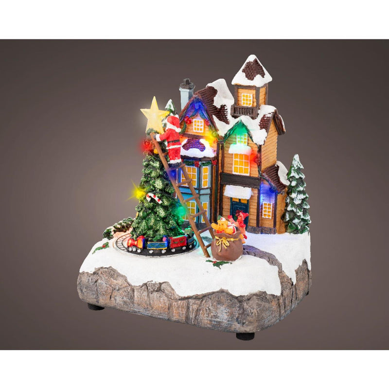Afbeelding laden in galerijviewer, Lumineo kerstscene kerstboom versieren led polyresin 16x19x22cm