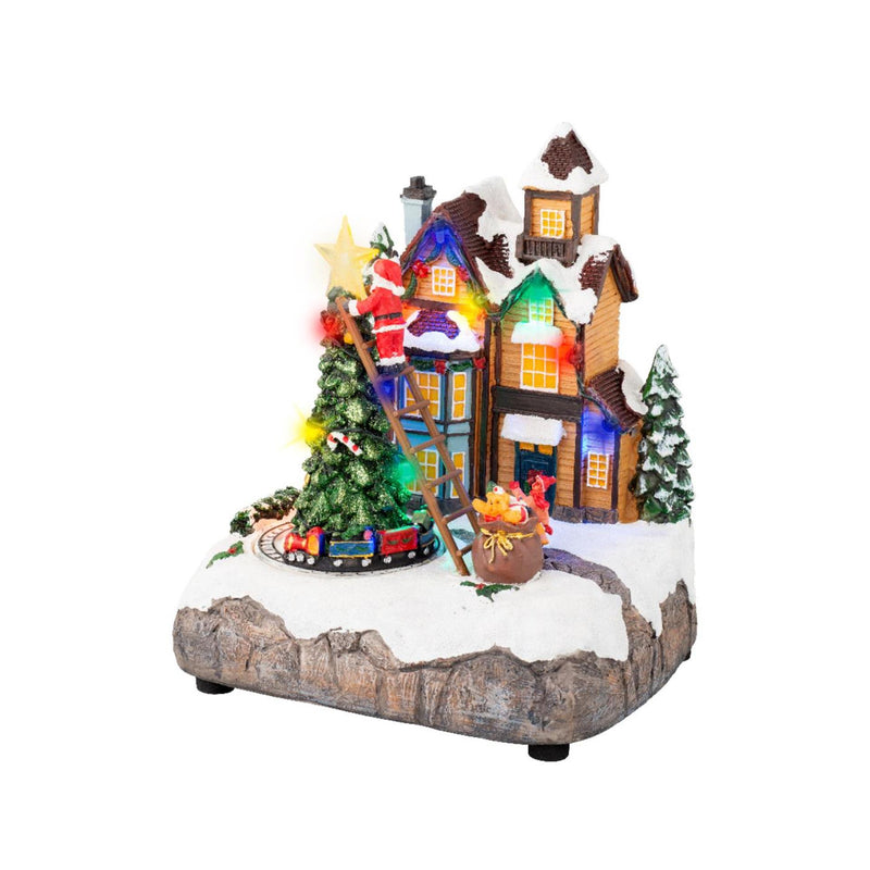 Afbeelding laden in galerijviewer, Lumineo kerstscene kerstboom versieren led polyresin 16x19x22cm