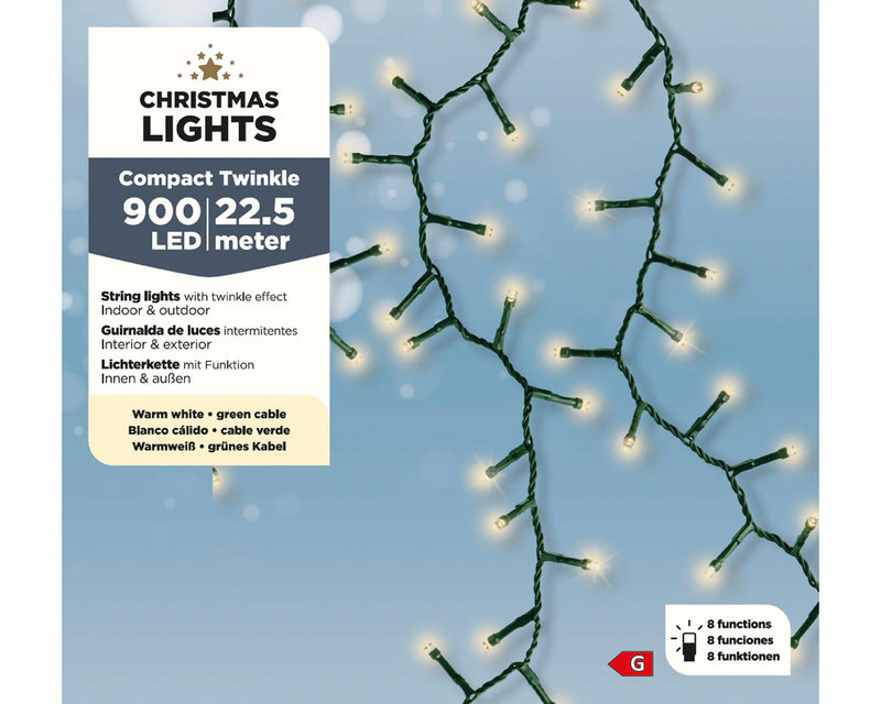 Afbeelding laden in galerijviewer, Lumineo kerstverlichting compact met 900 led lampen lengte 22,50meter met twinkle functie