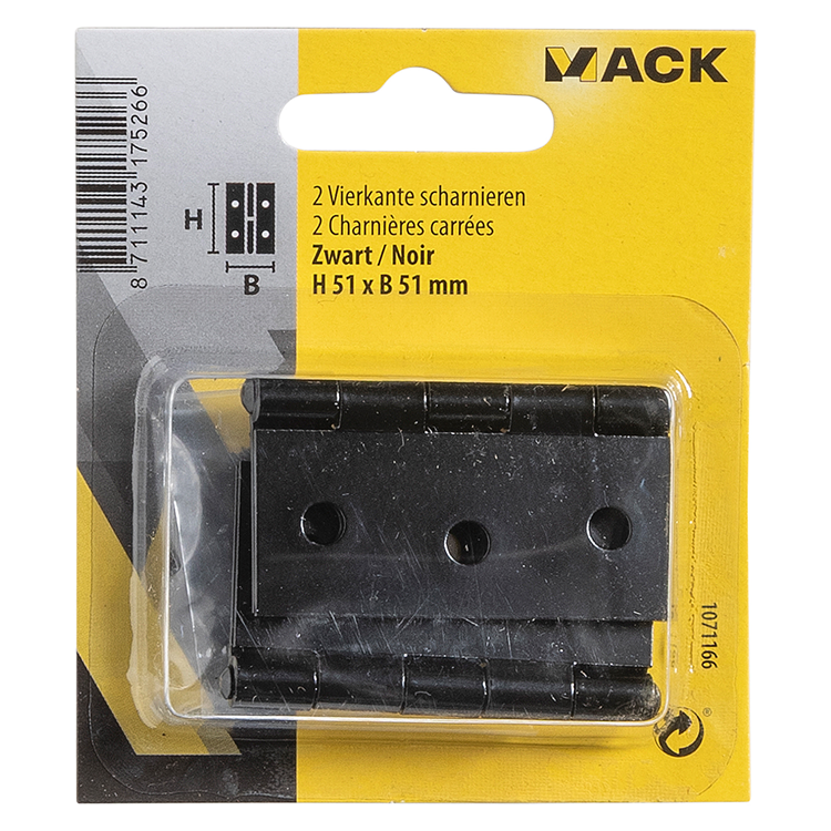 Afbeelding laden in galerijviewer, Mack 1071166 - 2 vierkante scharnieren zwart h 51 x b 51 mm | 5 stuks