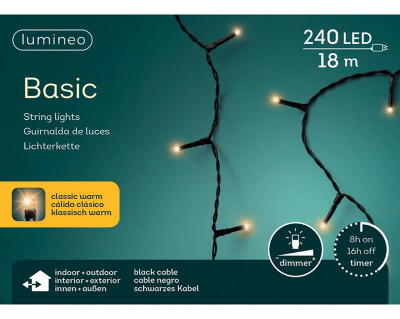 Afbeelding laden in galerijviewer, Lumineo led-verlichting 18m 240 lampjes classic warm. met 8-uurs timer en dimfunctie voor binnen en buiten