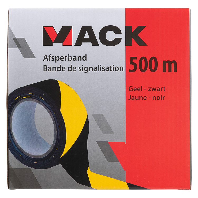 Afbeelding laden in galerijviewer, Mack 1072142 - afsperband geel zwart doos 75mm x 500m - 35 micron | 3 stuks
