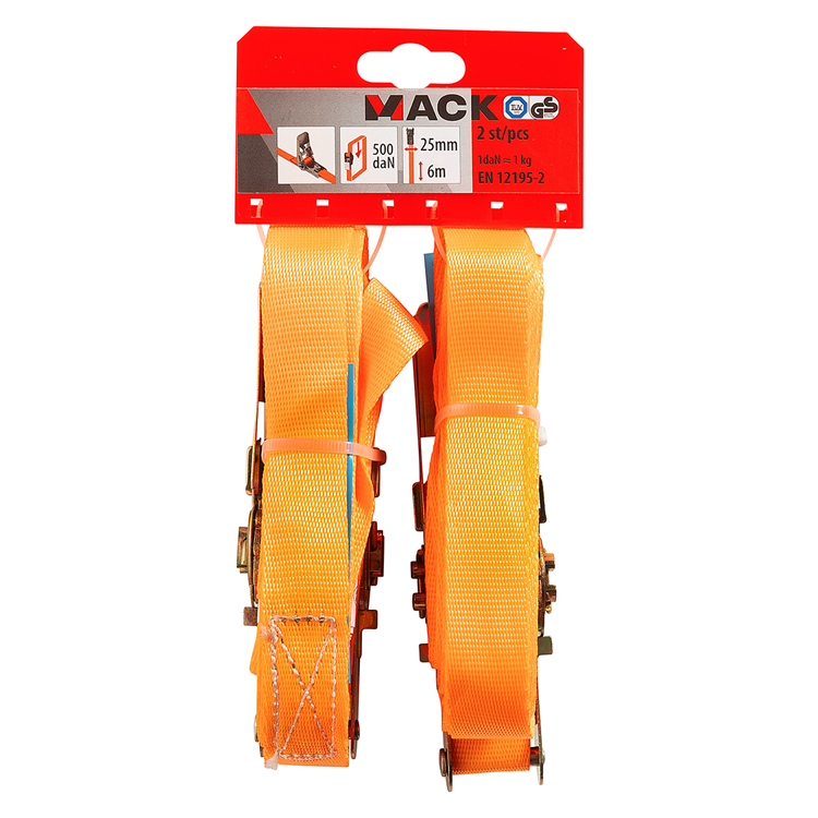 Afbeelding laden in galerijviewer, Mack 1072107 - 2 spangordels pe, ratelspanner25mm-6m max 500kg | 5 stuks