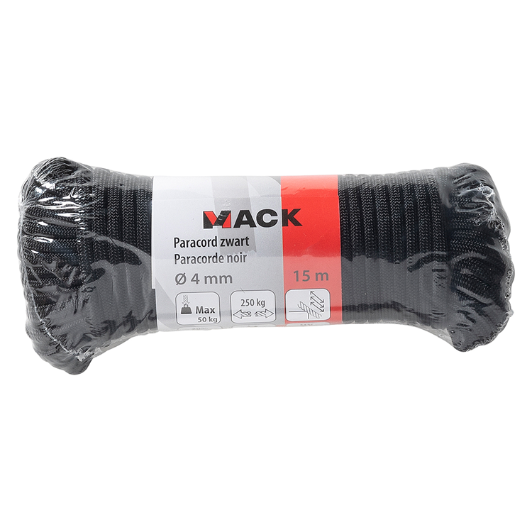 Afbeelding laden in galerijviewer, Mack 1072112 - paracord zwart 4mm 15m | 5 stuks