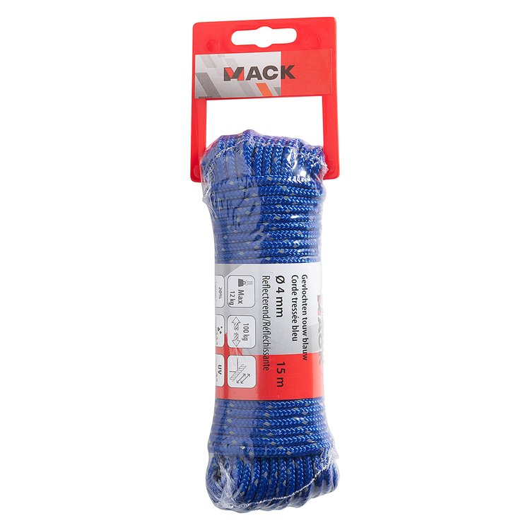 Afbeelding laden in galerijviewer, Mack 1072114 - pp gevlochten touw blauw 4mm 15m reflecterend | 5 stuks