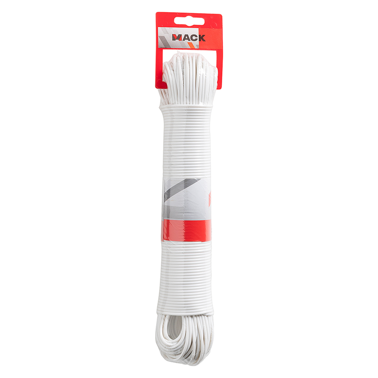Afbeelding laden in galerijviewer, Mack 1072121 - waslijndraad pp wit streng 3mm 60m met staaldraad kern | 5 stuks