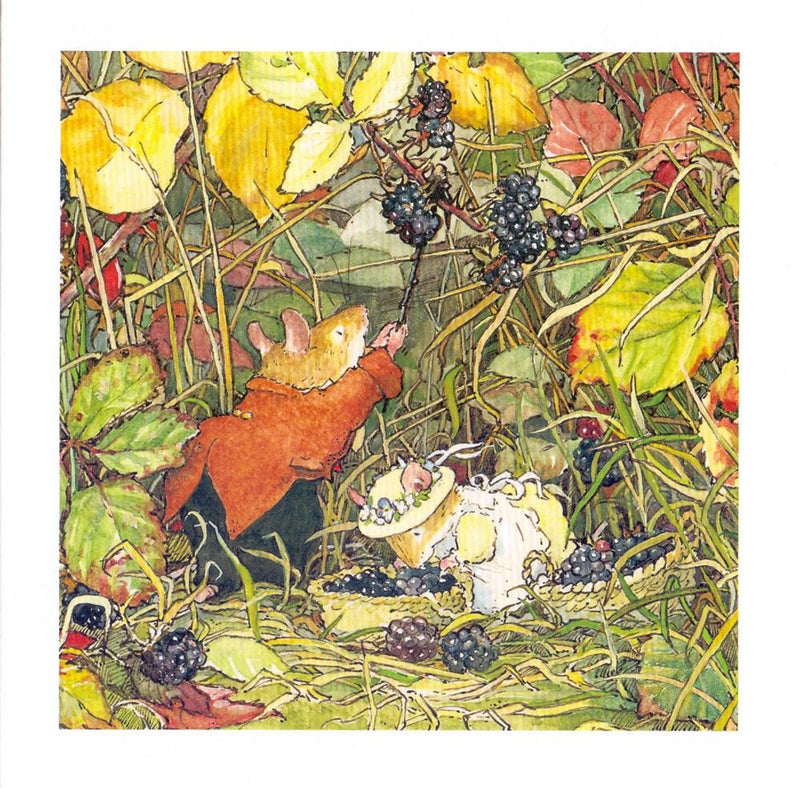 Afbeelding laden in galerijviewer, Kaart+envelop. bramen plukken. 16x16 cm.