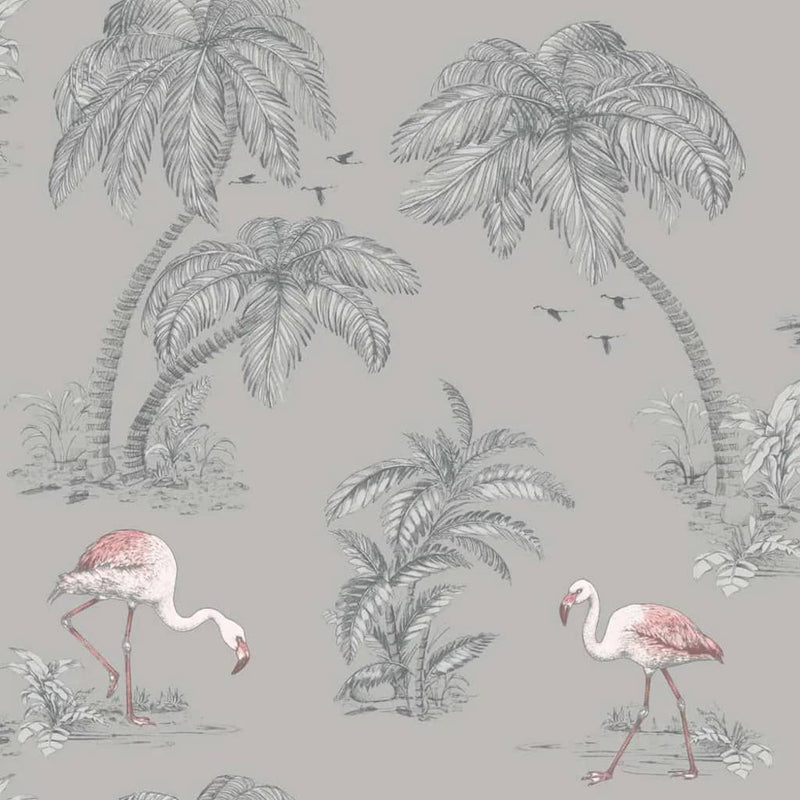 Afbeelding laden in galerijviewer, Dutch wallcoverings dutch wallcoverings behang flamingo grijs