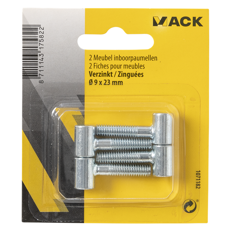 Afbeelding laden in galerijviewer, Mack 1071182 - 2 meubel inboorpaumellen verzinkt ø 9 x 23 mm | 5 stuks