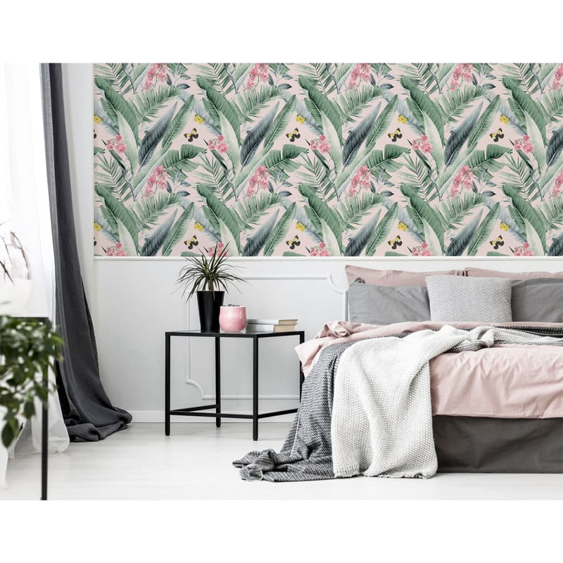 Afbeelding laden in galerijviewer, DUTCH WALLCOVERINGS DUTCH WALLCOVERINGS Behang Lush Tropical roze en blauw