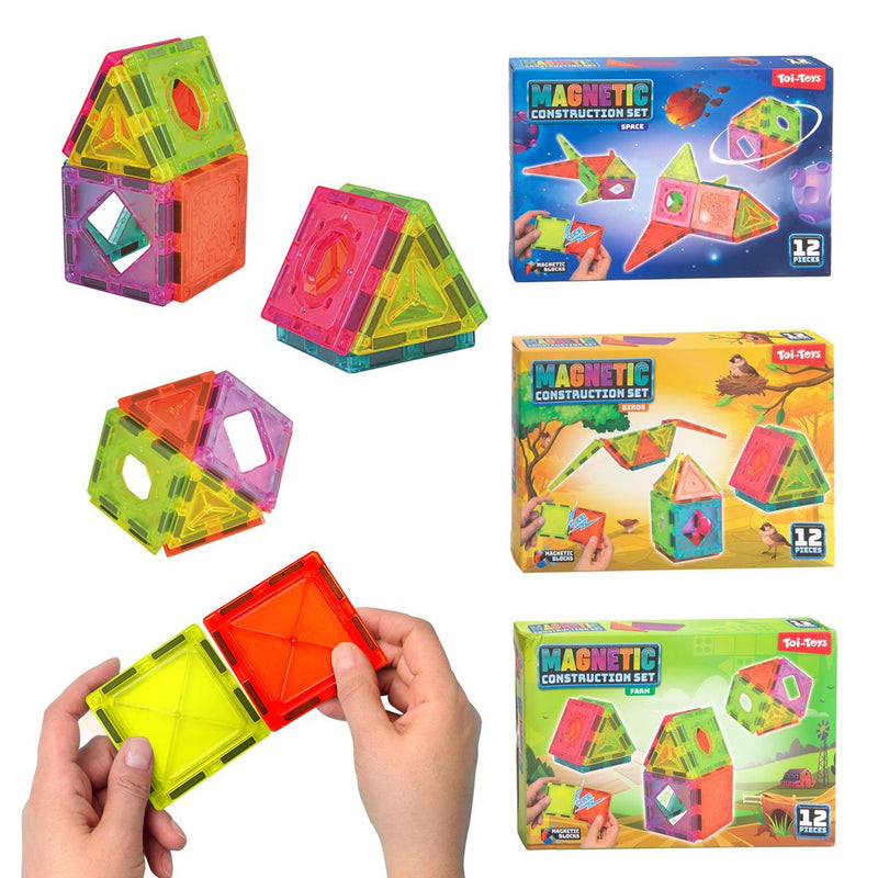 Afbeelding laden in galerijviewer, Toi-toys bouwset magneetpanelen 12-delig 3 assorti