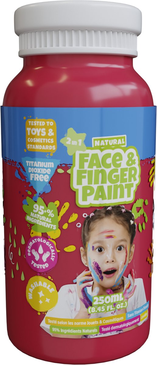 Afbeelding laden in galerijviewer, Boti natural face fingerpaint fles - rood, 250ml