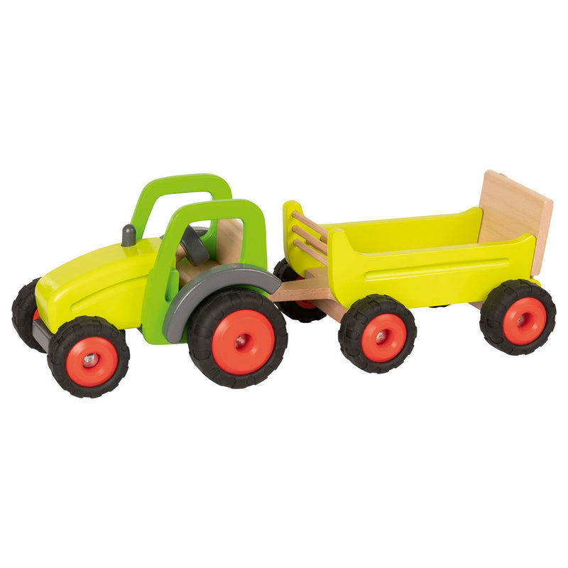 Afbeelding laden in galerijviewer, Goki houten tractor met trailer
