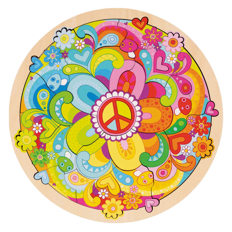 Afbeelding laden in galerijviewer, Goki houten puzzel mandala bloemen - 34dlg.