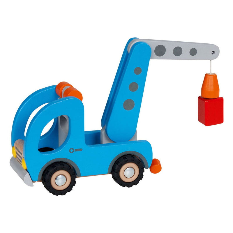 Afbeelding laden in galerijviewer, Goki houten takelwagen met aanhanger