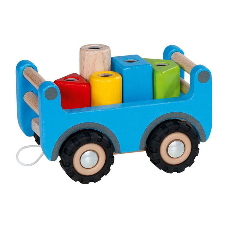 Afbeelding laden in galerijviewer, Goki houten takelwagen met aanhanger