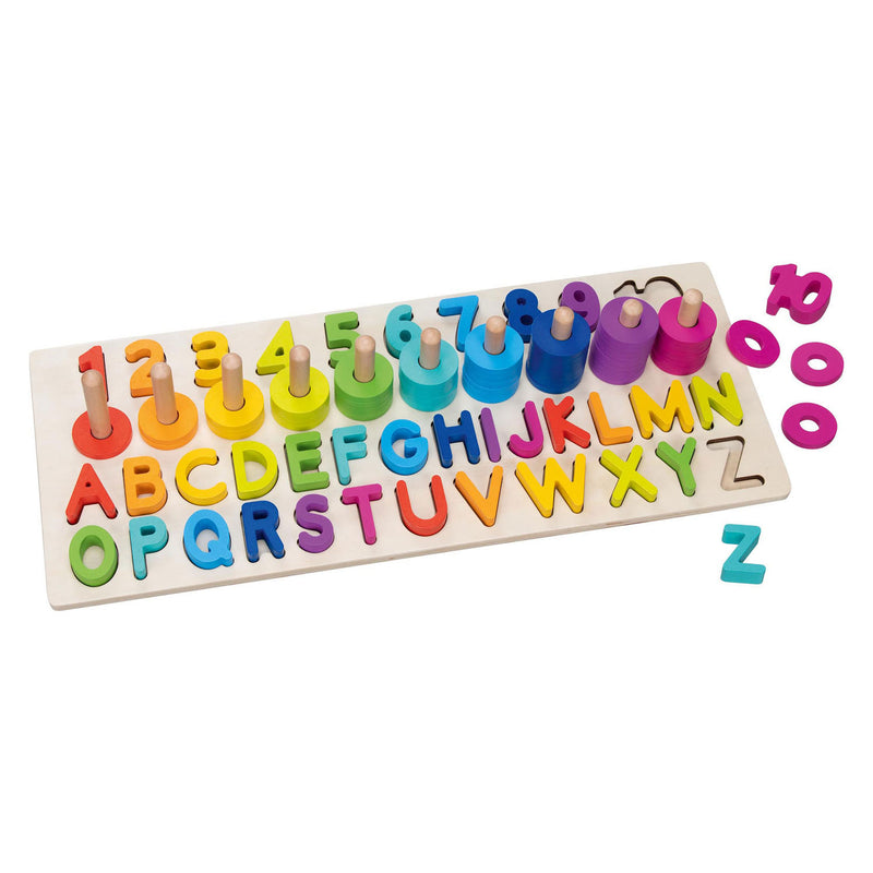 Afbeelding laden in galerijviewer, Goki houten alfanumerieke puzzel, 91dlg.
