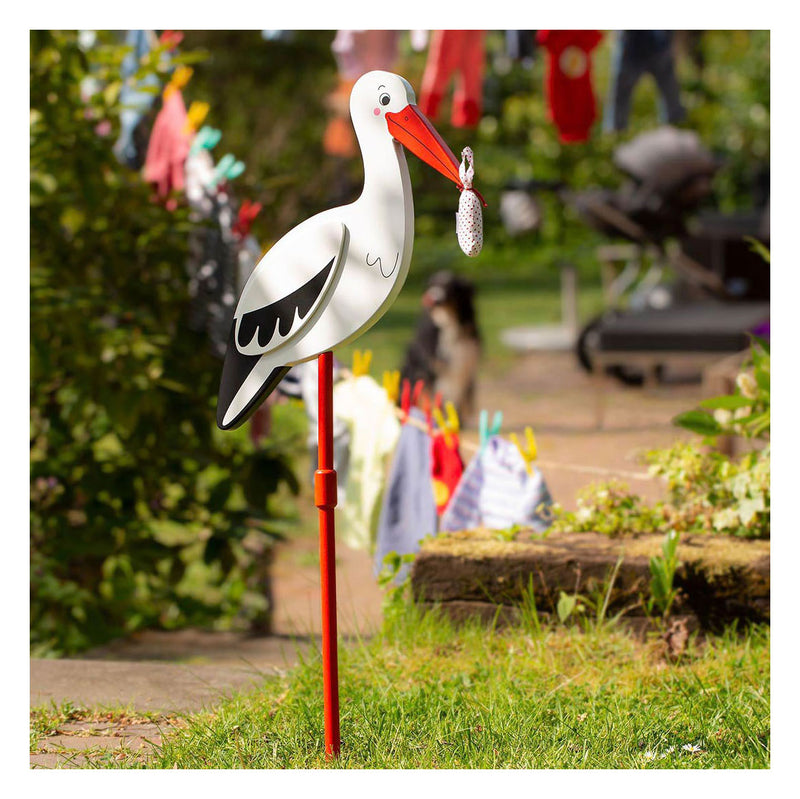 Afbeelding laden in galerijviewer, Goki ooievaar met babydoekje l100cm, voor in de tuin, hout