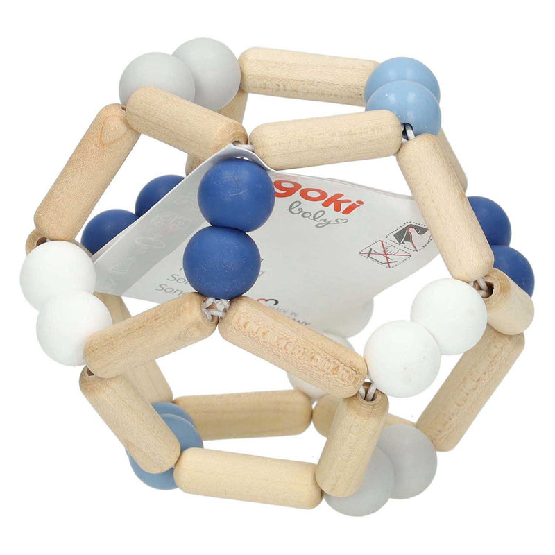 Afbeelding laden in galerijviewer, Goki houten grijpring elastische bal blauw