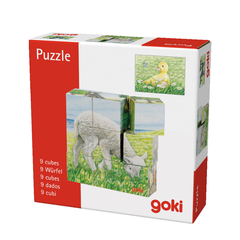Afbeelding laden in galerijviewer, Goki houten blokpuzzel boerderij