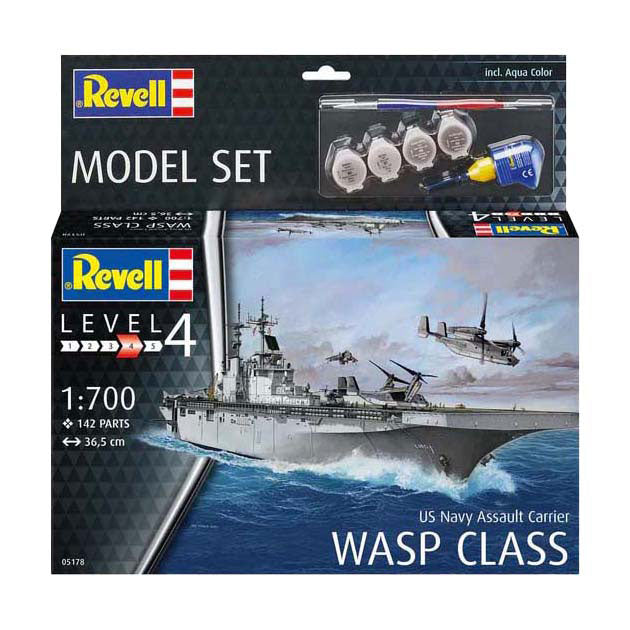 Afbeelding laden in galerijviewer, Revell modelbouwpakket - us navy assault carrier wasp class 1:700 - 142dlg.