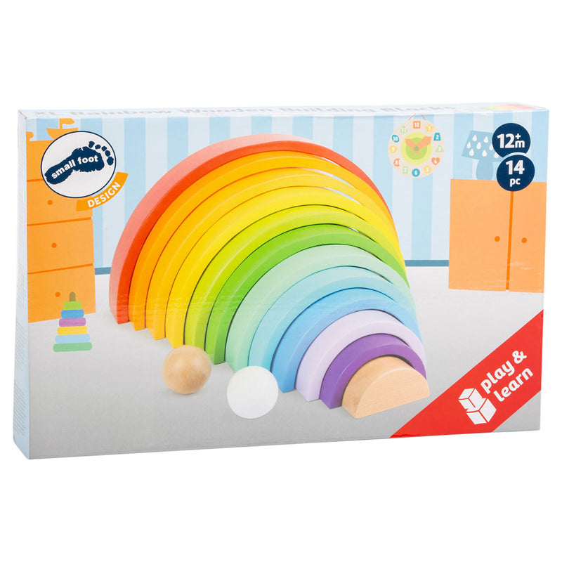 Afbeelding laden in galerijviewer, Small foot - houten bouwblokken regenboog xl, 14dlg.