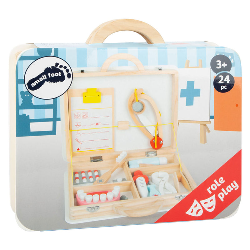 Afbeelding laden in galerijviewer, Small foot - houten dokter en tandarts 2in1 set in koffer