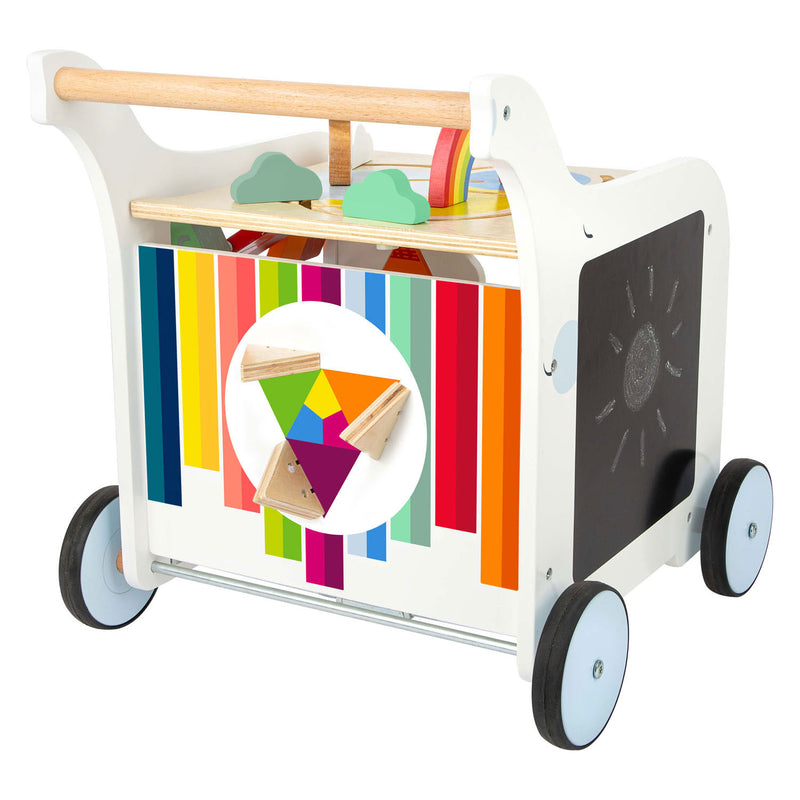 Afbeelding laden in galerijviewer, Small foot - houten baby walker loopwagen bloemen